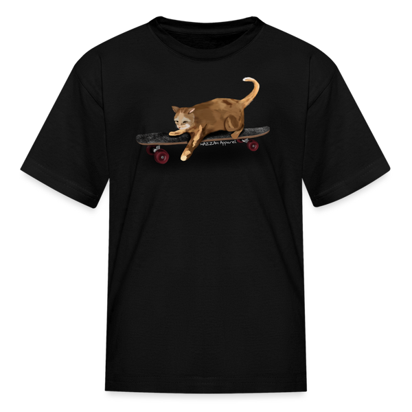 Eskate cat (Kids' T-Shirt) - black